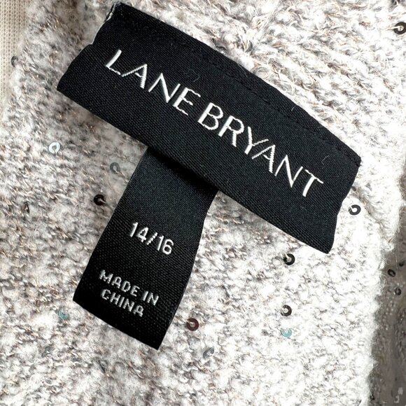 Lane Bryant Sequin Open Front Long Cardigan Gray Size Large - Picture 10 of 13